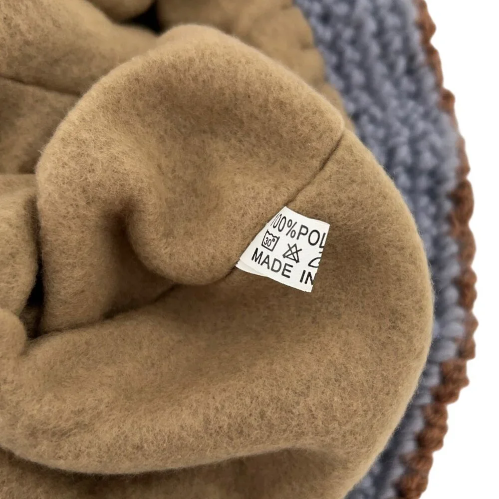 Vintage Inspired Cloche Crochet Knit Faux Fur Flower Beanie Bucket Hat